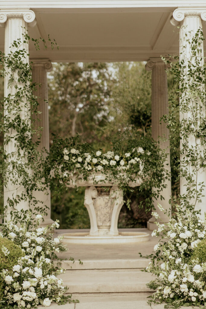 luxury Bay Area wedding with white and green florals